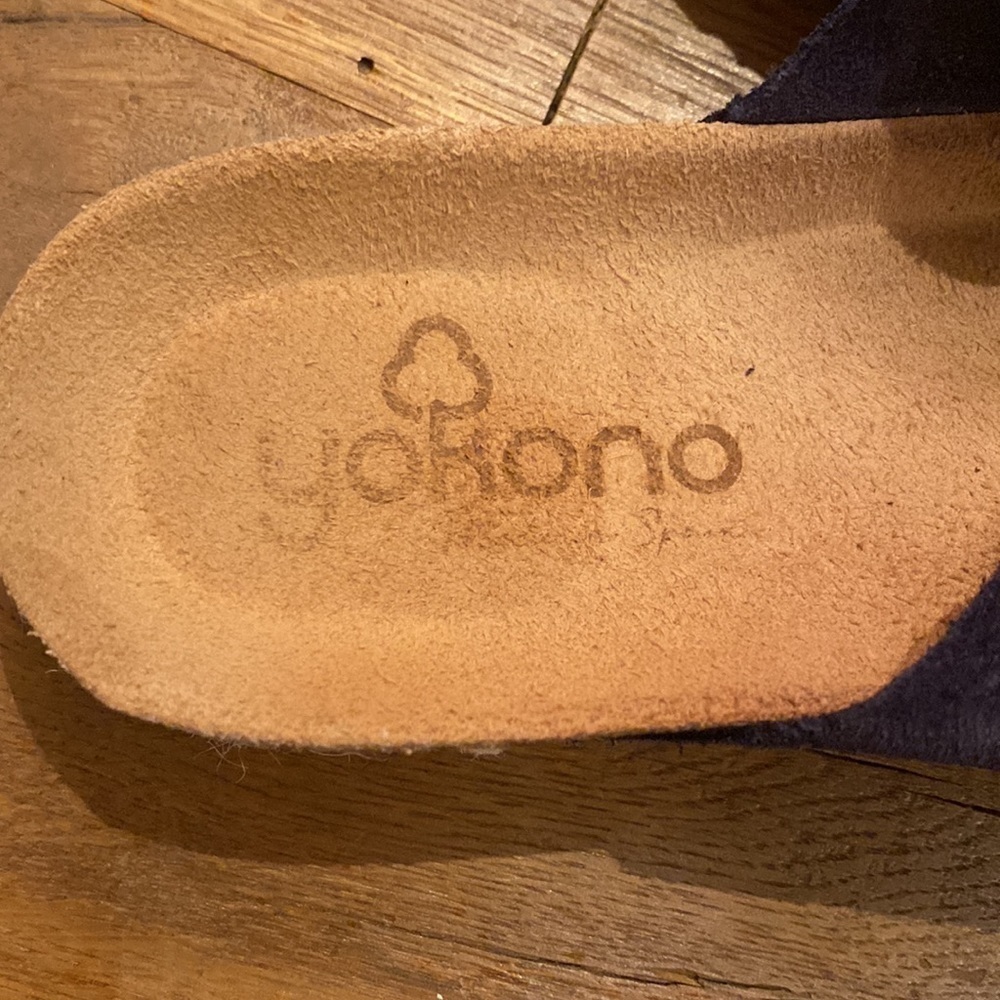 Yokono Leather Nubuck Big Buckle Sandals Navy 6.5 - Picture 5 of 7
